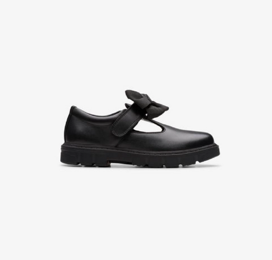 Clarks Lorcam Hope Girls Black T-Bar Chunky School Shoe