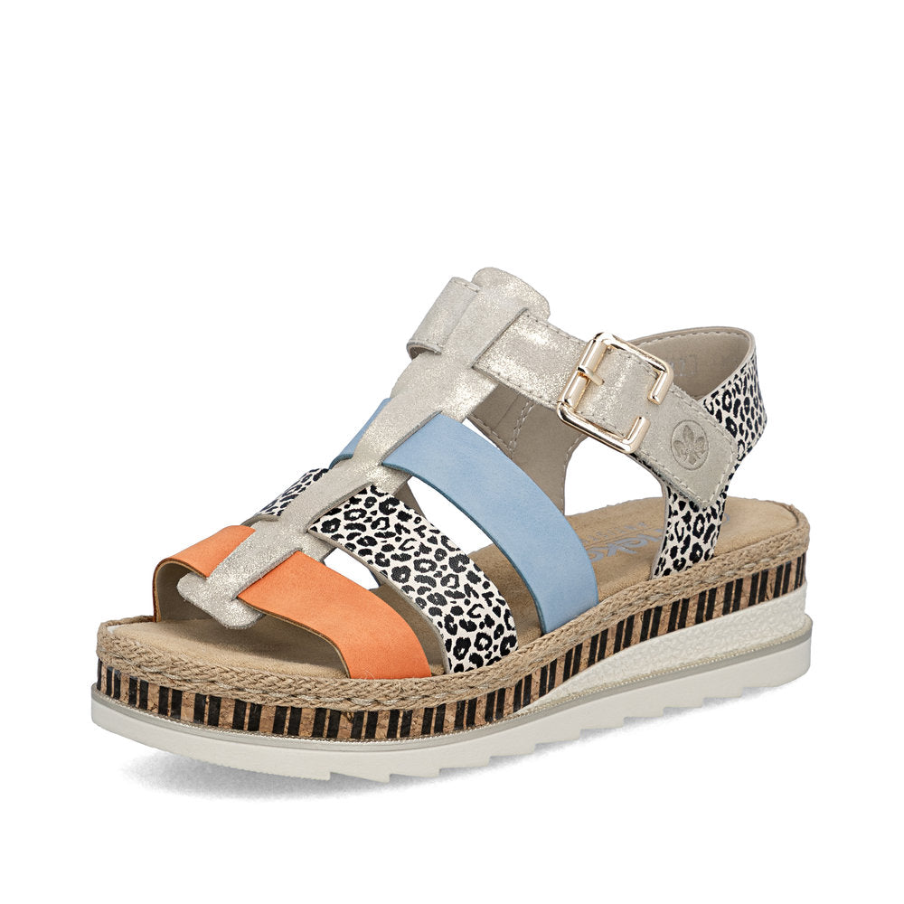 Rieker V790490 Womens Multi Print Platform Sandal