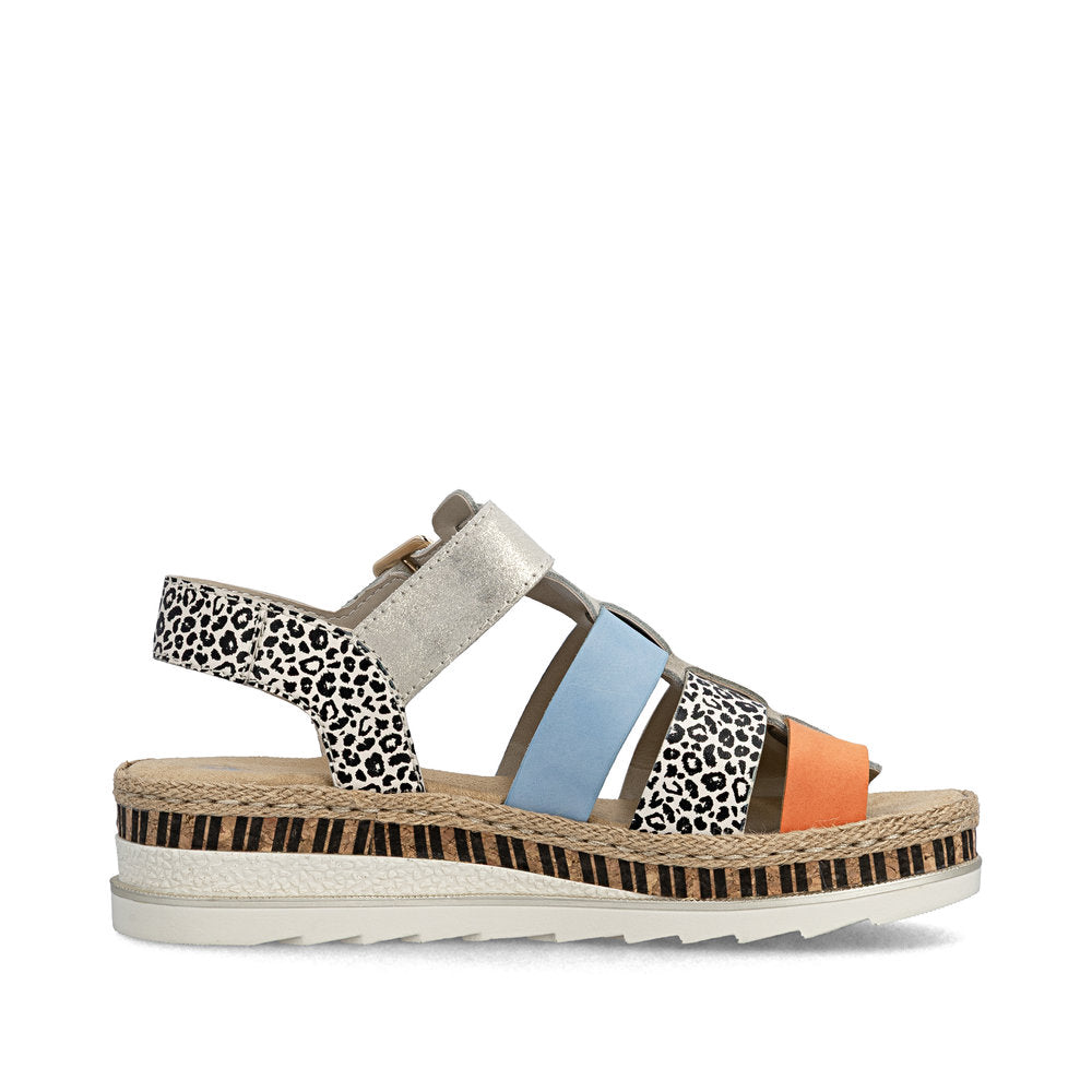 Rieker V790490 Womens Multi Print Platform Sandal