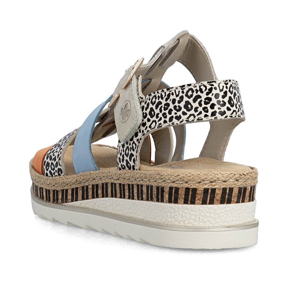 Rieker V790490 Womens Multi Print Platform Sandal