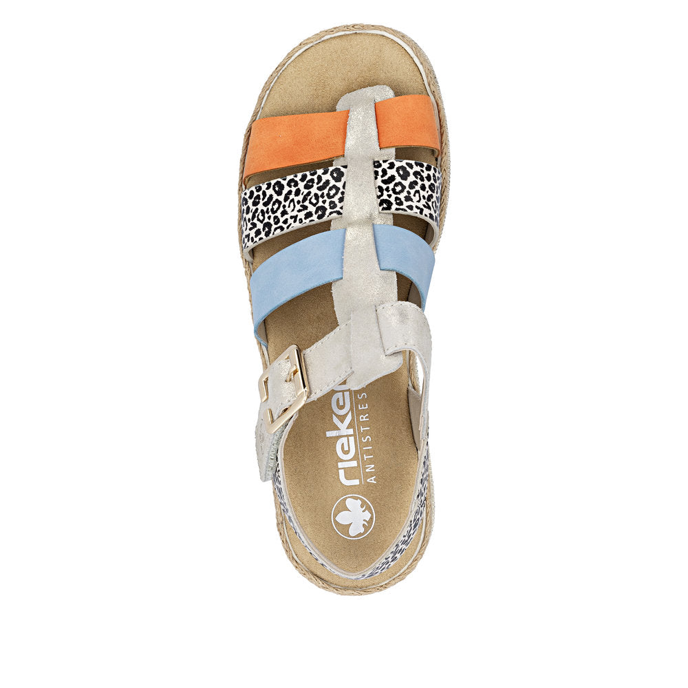 Rieker V790490 Womens Multi Print Platform Sandal
