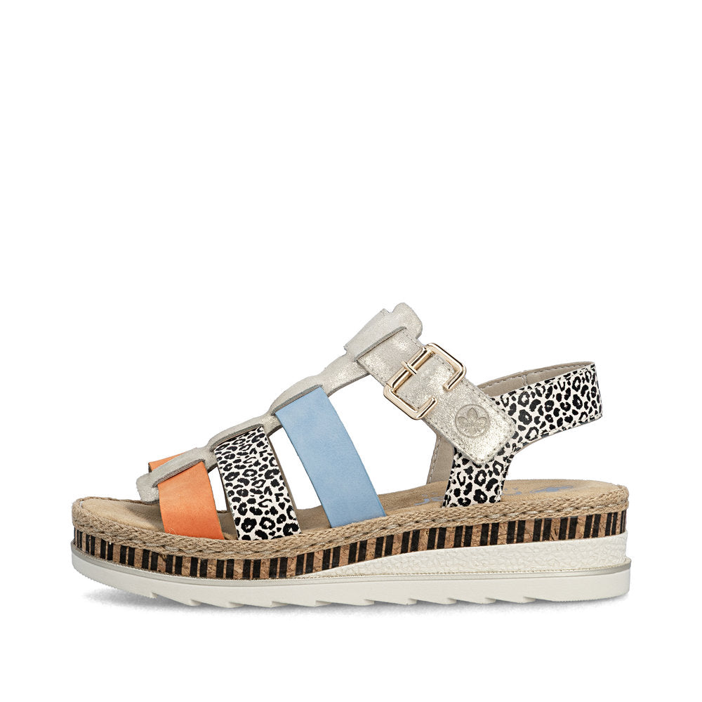 Rieker V790490 Womens Multi Print Platform Sandal