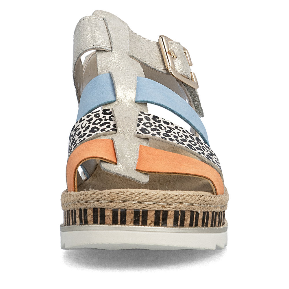 Rieker V790490 Womens Multi Print Platform Sandal