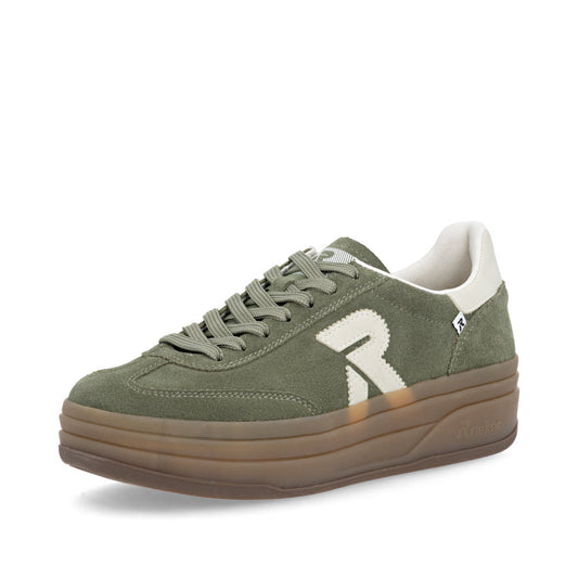 Rieker Sport W370054 Womens Green Platform Trainer
