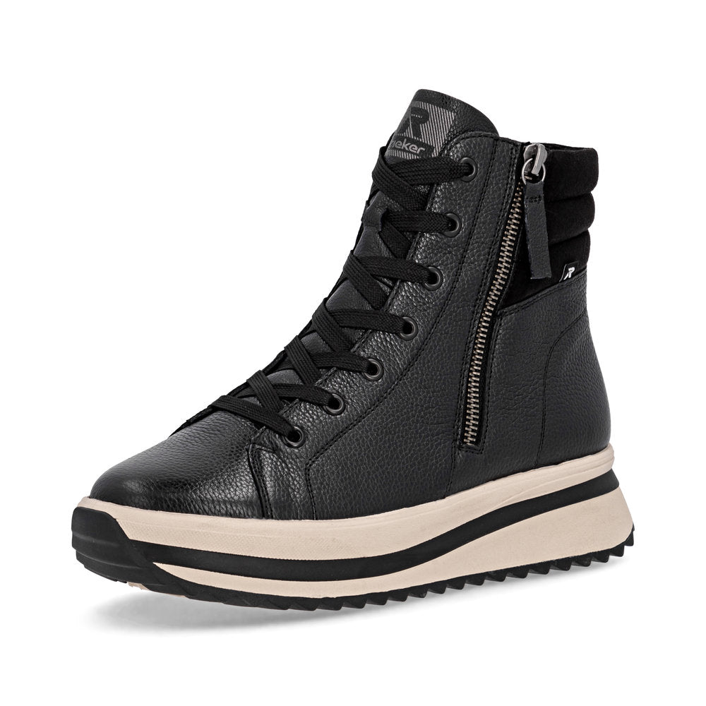Rieker W387000 Womens Black Lace Platform Boot