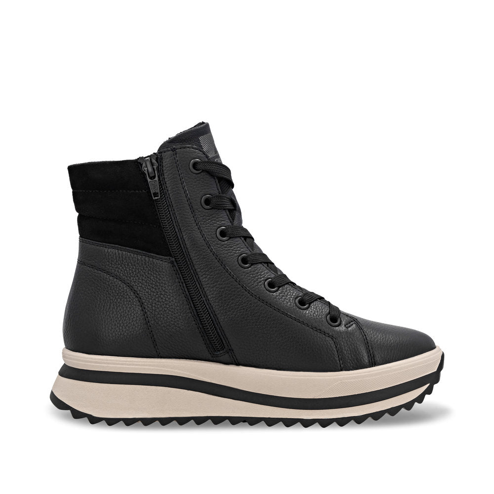Rieker W387000 Womens Black Lace Platform Boot