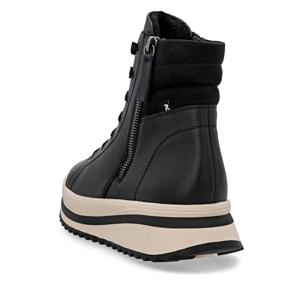 Rieker W387000 Womens Black Lace Platform Boot