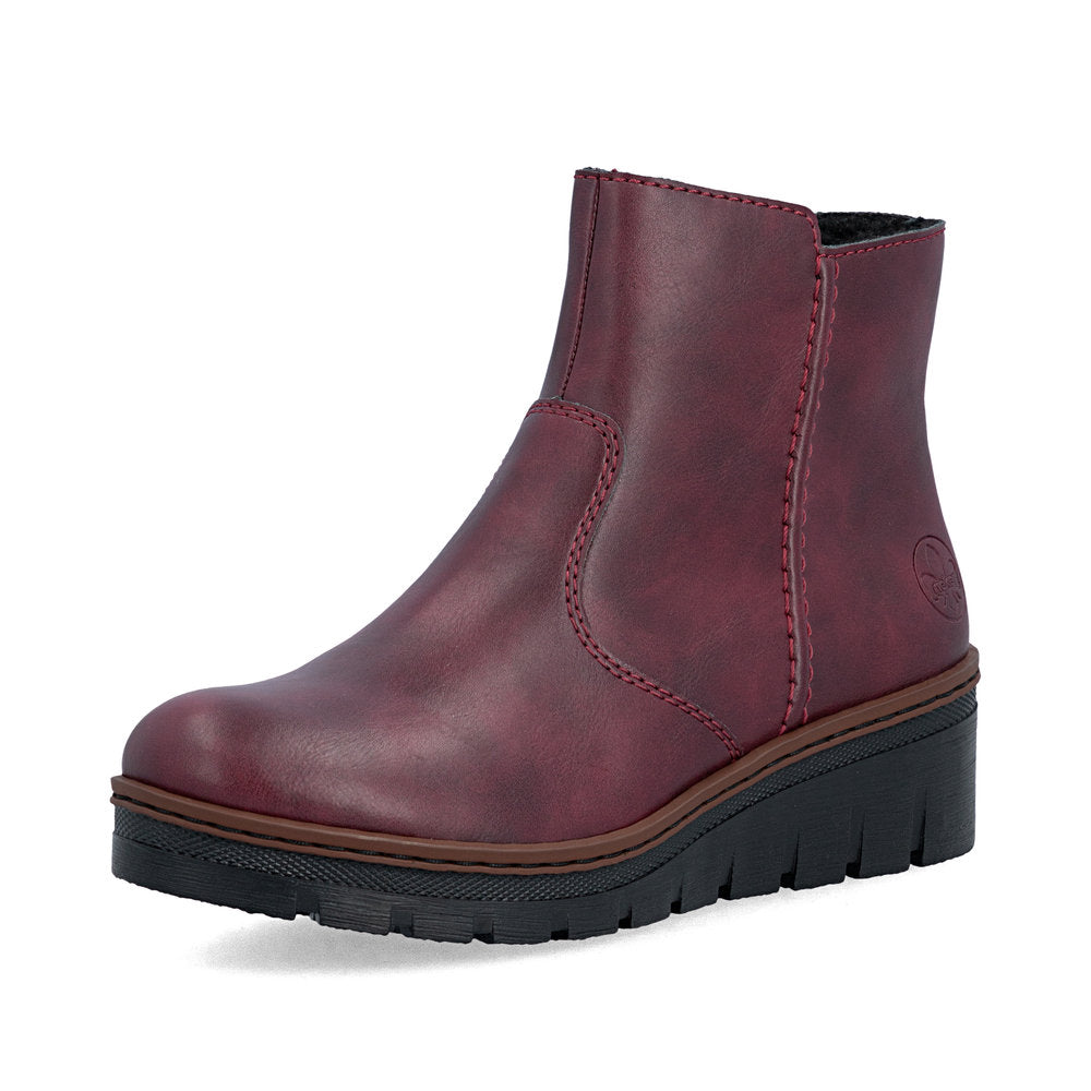 Rieker X916535 Womens Wine Wedge Boot