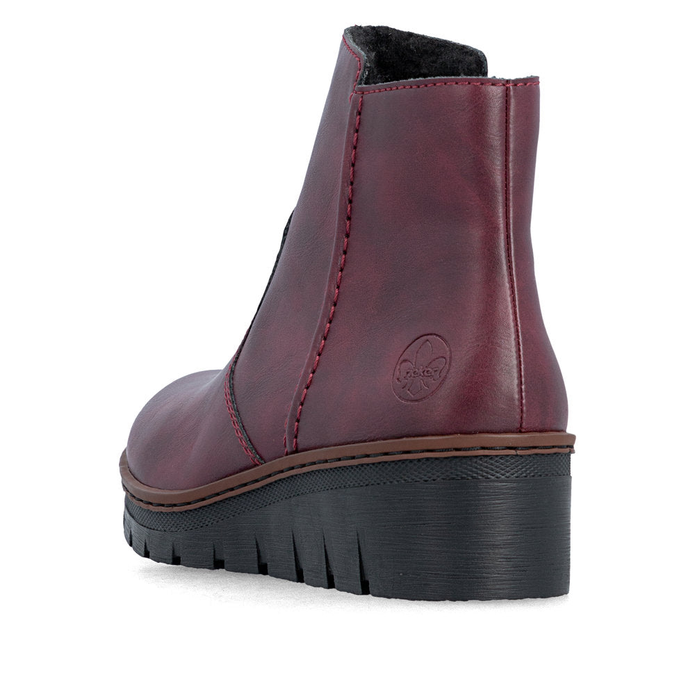 Rieker X916535 Womens Wine Wedge Boot