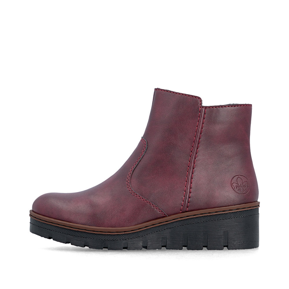 Rieker X916535 Womens Wine Wedge Boot