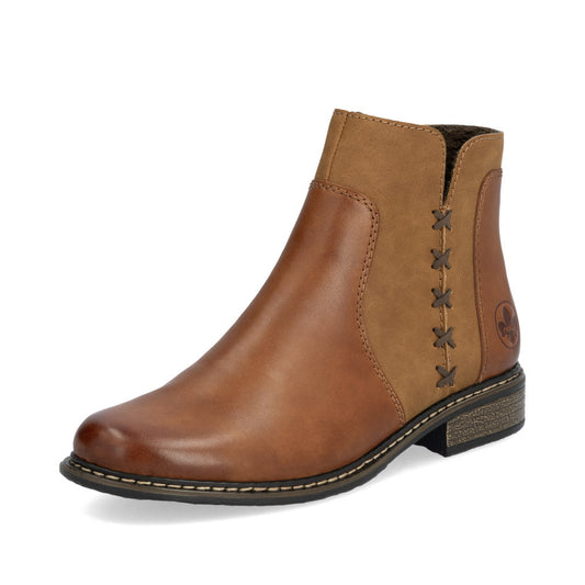 Rieker Z495124 Womens Brown Stitch Ankle Boot