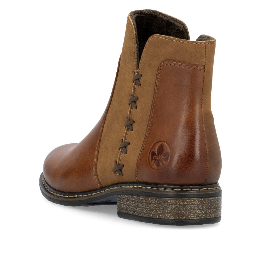 Rieker Z495124 Womens Brown Stitch Ankle Boot