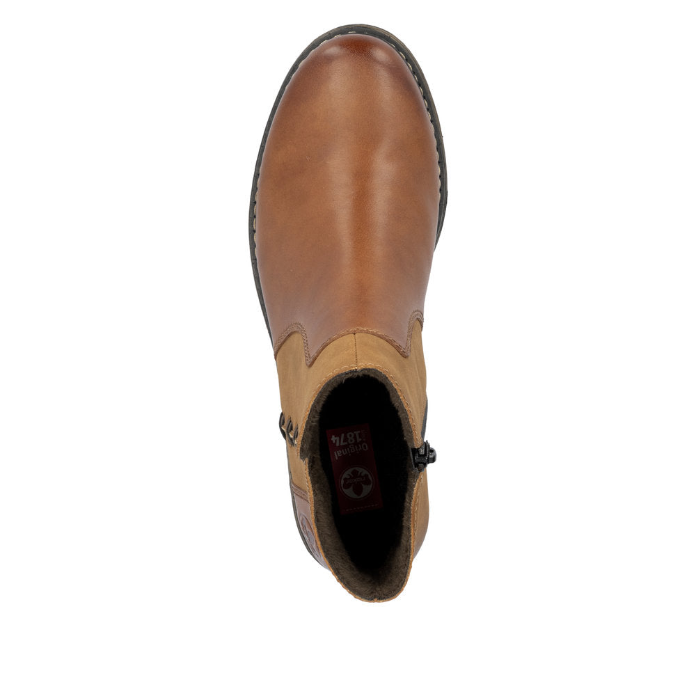 Rieker Z495124 Womens Brown Stitch Ankle Boot