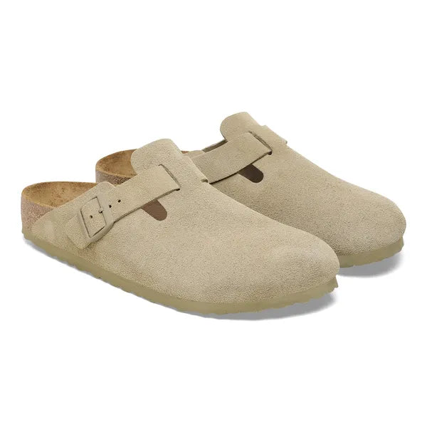 Birkenstock Boston Women Faded Khaki Suede Clog