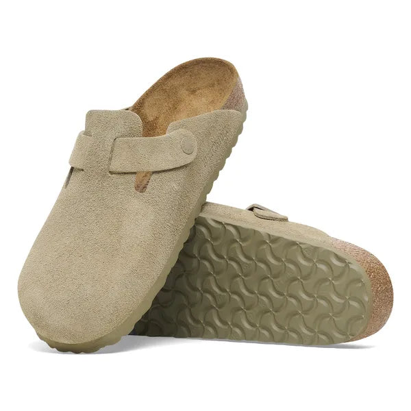Birkenstock Boston Women Faded Khaki Suede Clog