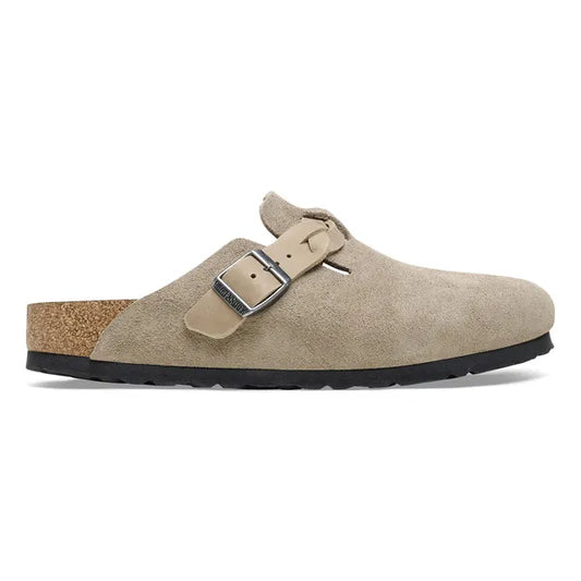 Birkenstock Boston Women Taupe Braided Suede Clog Shoe