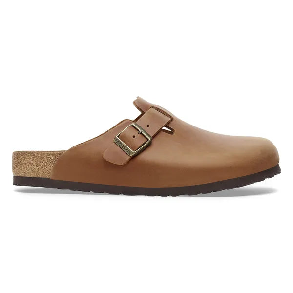 Birkenstock Boston Womens Cognac Leather Clog Shoe