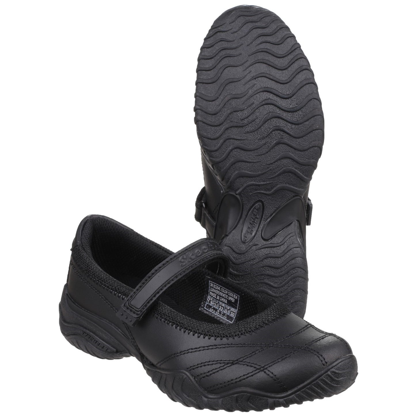Skechers Velocity Pouty Girls Black School Shoe