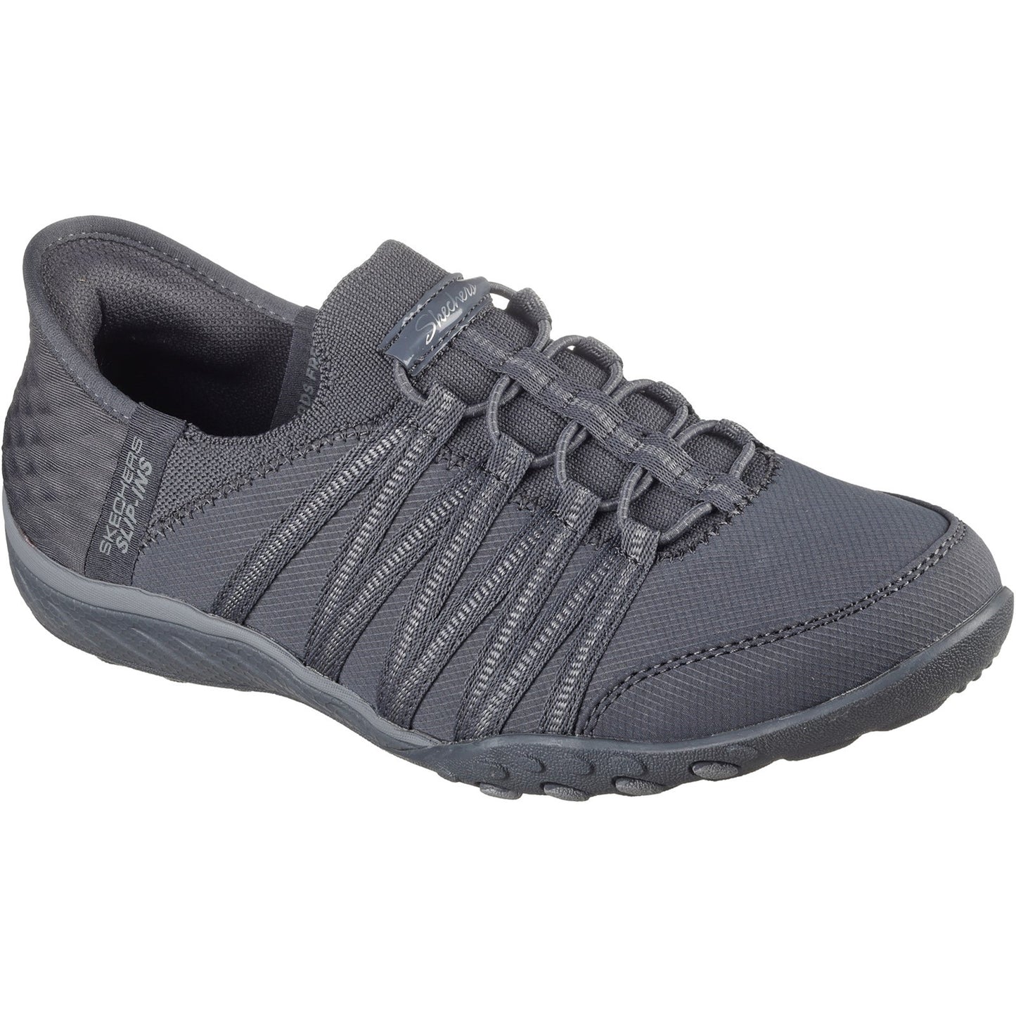 Skechers Breathe-Easy Roll With Me Womens Charcoal Trainer