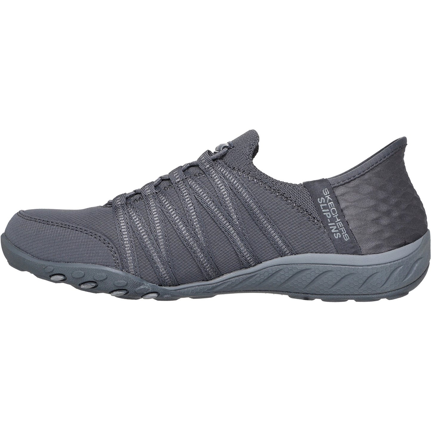 Skechers Breathe-Easy Roll With Me Womens Charcoal Trainer