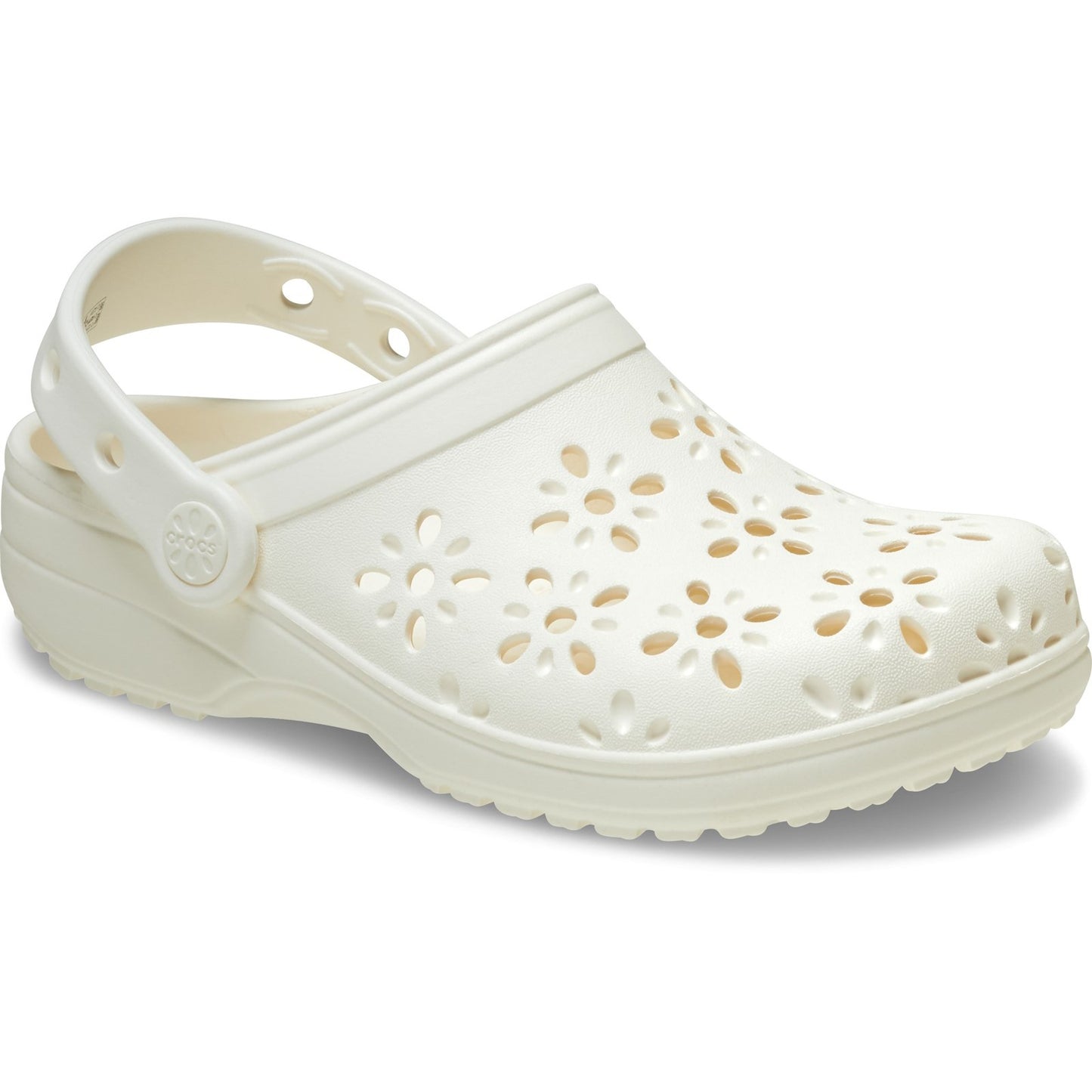 Crocs Classic Floral Cut Out Chalk Clog