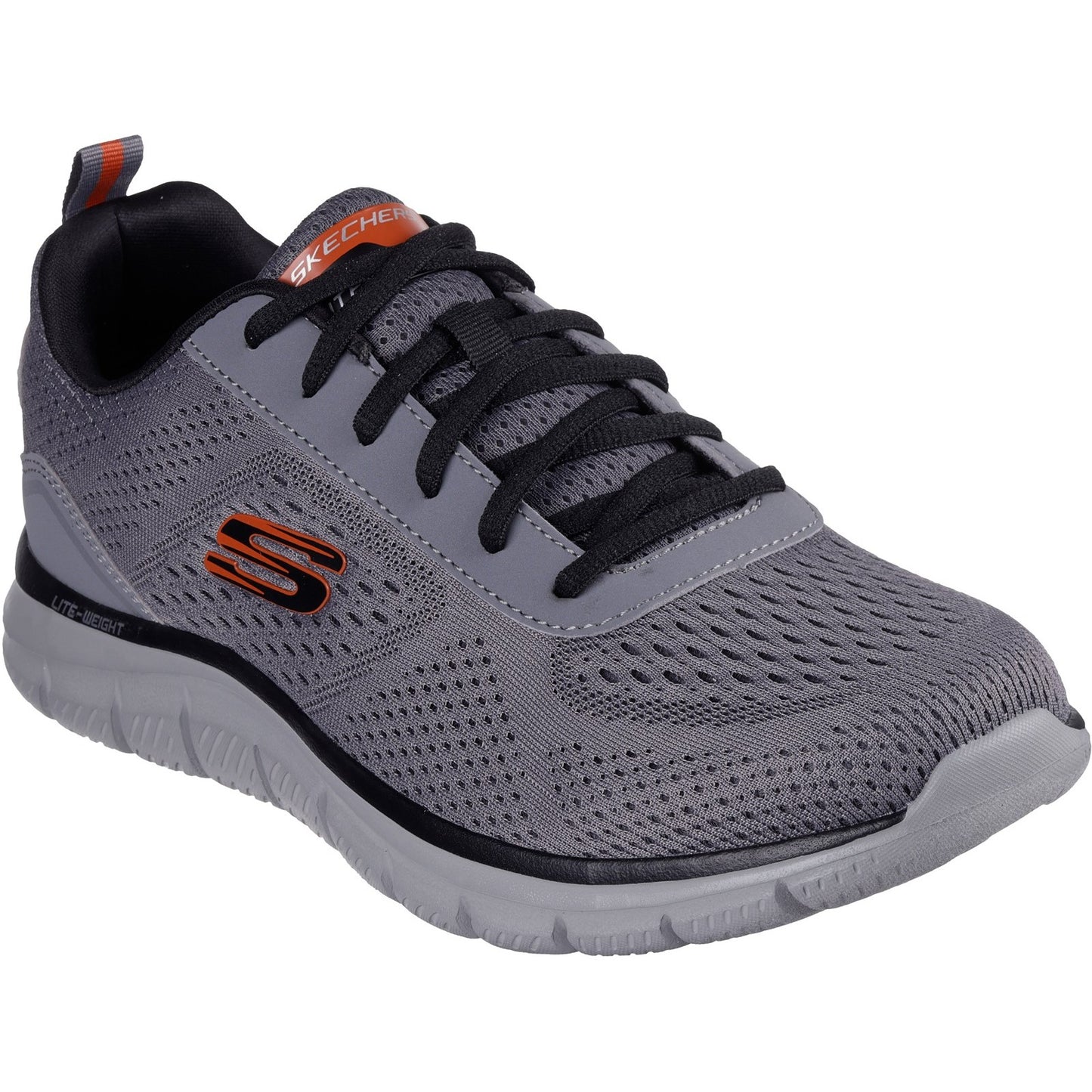 Skechers Track Leshur Mens Charcoal Orange Trainers