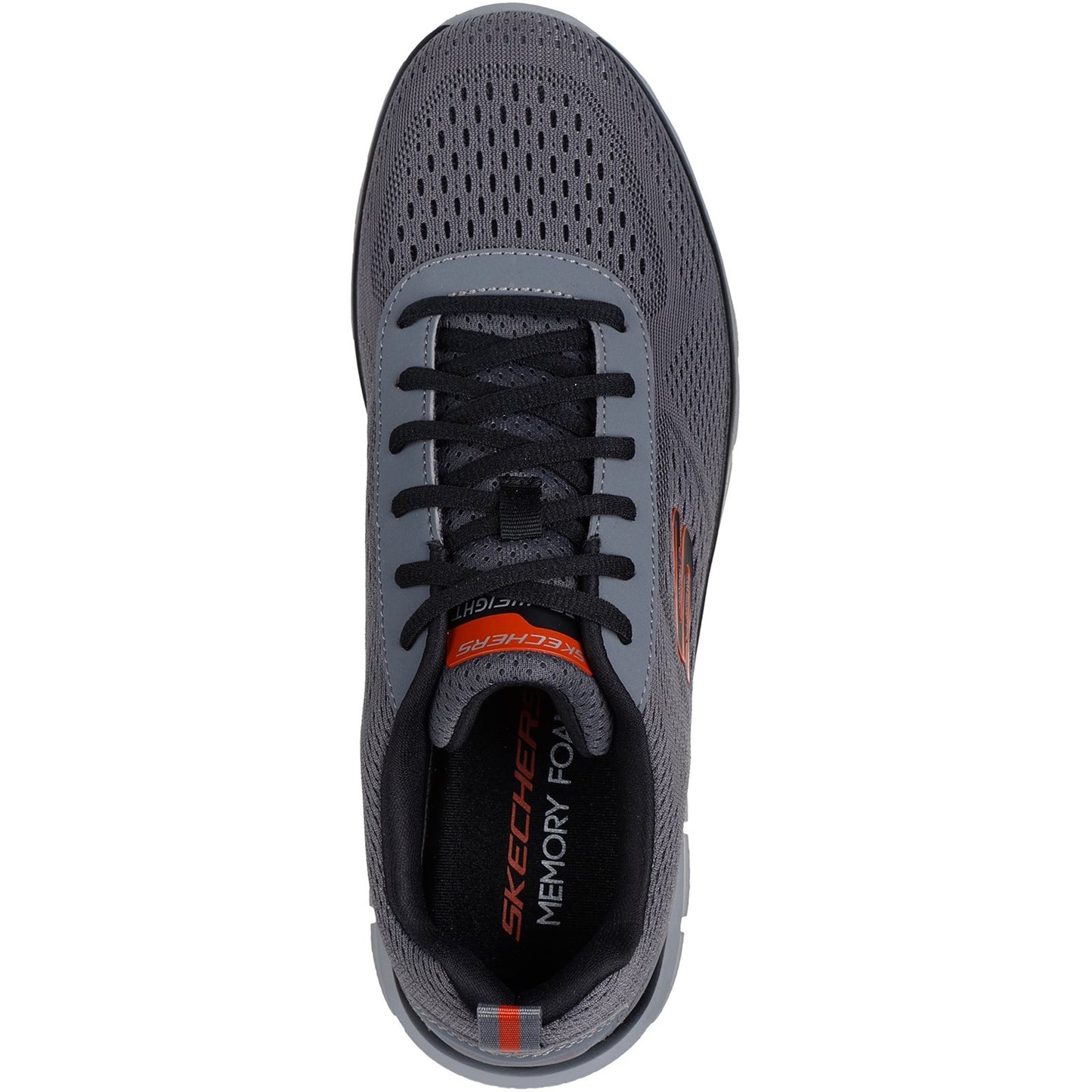 Skechers Track Leshur Mens Charcoal Orange Trainers