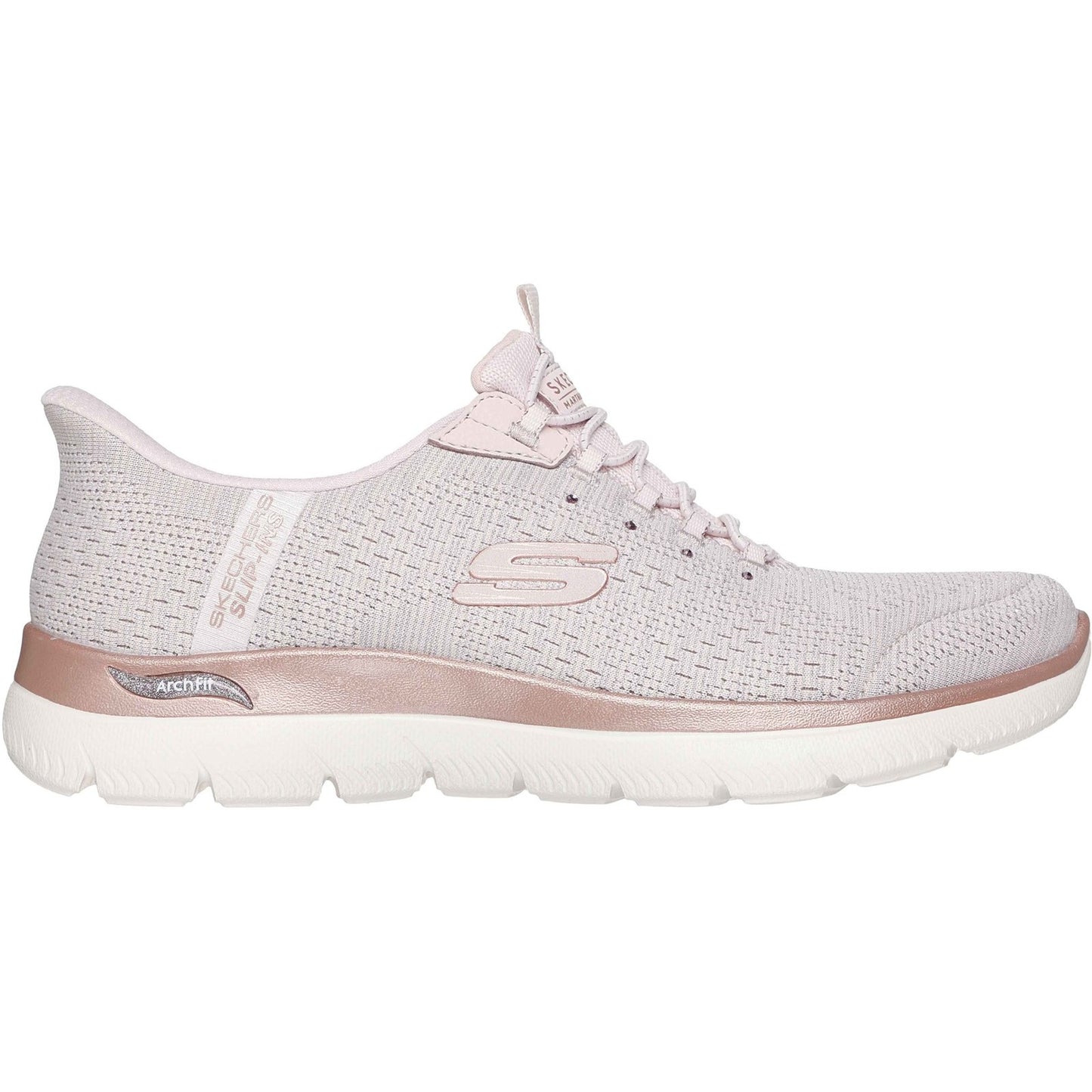 Skechers Arch Fit Summits Soft Shimmer Womens Light Pink Trainers