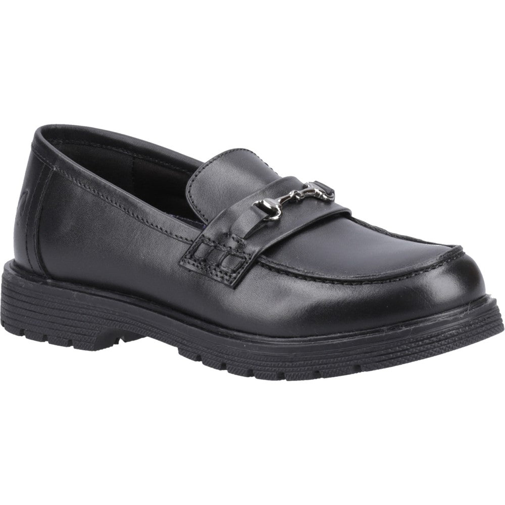 Hush Puppies Lydia Girls Black Buckle Loafer School Shoe