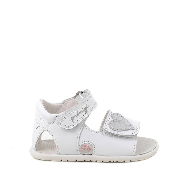 Primigi Baby Silver Heart Girls White Barefoot Sandal