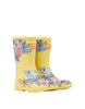 Joules Floral Girls Yellow Welly Waterproof Boot