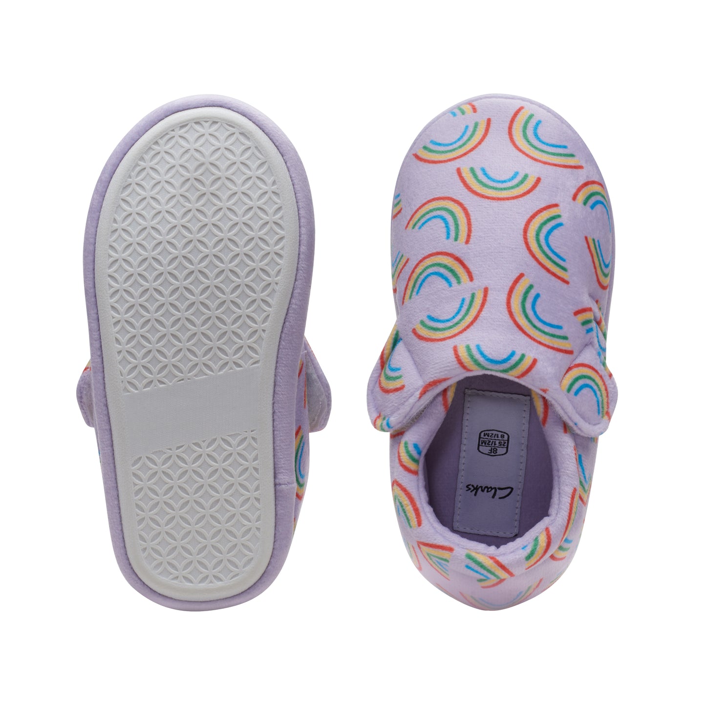 Clarks Fluffy Snug Girls Lilac Rainbow Slipper
