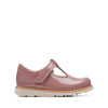 Clarks Crown Teen Girls Dusty Pink Patent T-Bar Shoe