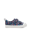 Clarks City Bright T Girls Navy Floral Canvas Shoe