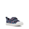 Clarks City Bright T Girls Navy Floral Canvas Shoe