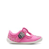 Clarks Roamer Sun T Girls Pink Firework Canvas T-Bar Shoe