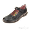 Petasil Bonnie Girls Black Leather School Shoe