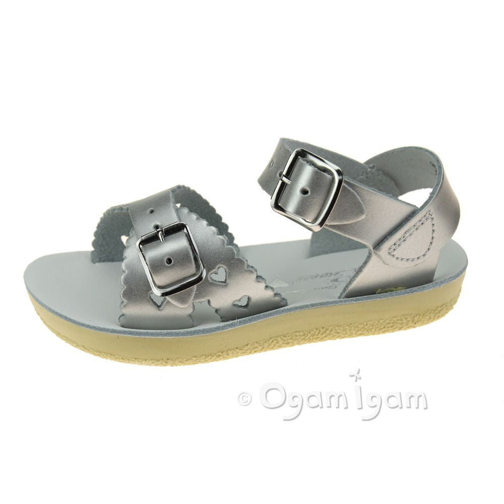 Salt-Water Sweetheart Girls Silver Sandal