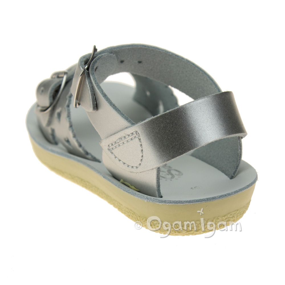Salt-Water Sweetheart Girls Silver Sandal
