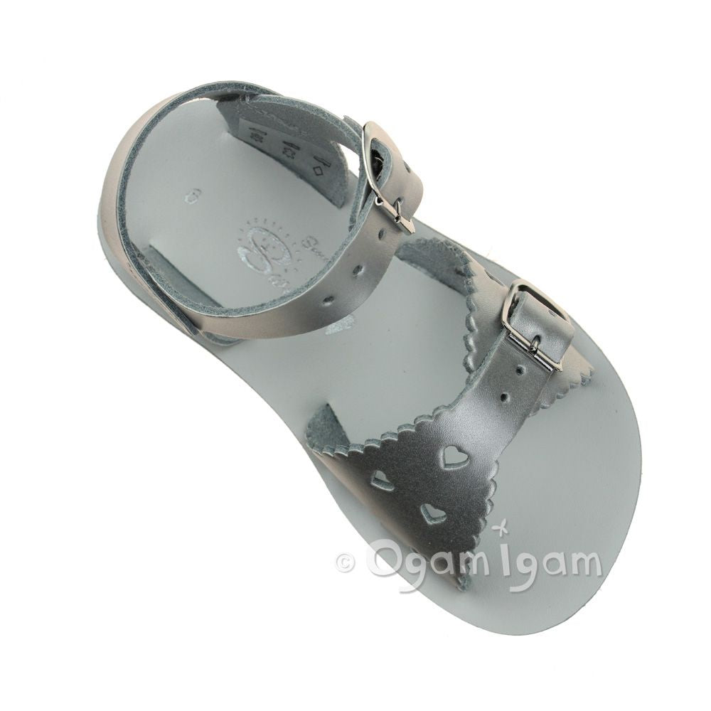 Salt-Water Sweetheart Girls Silver Sandal