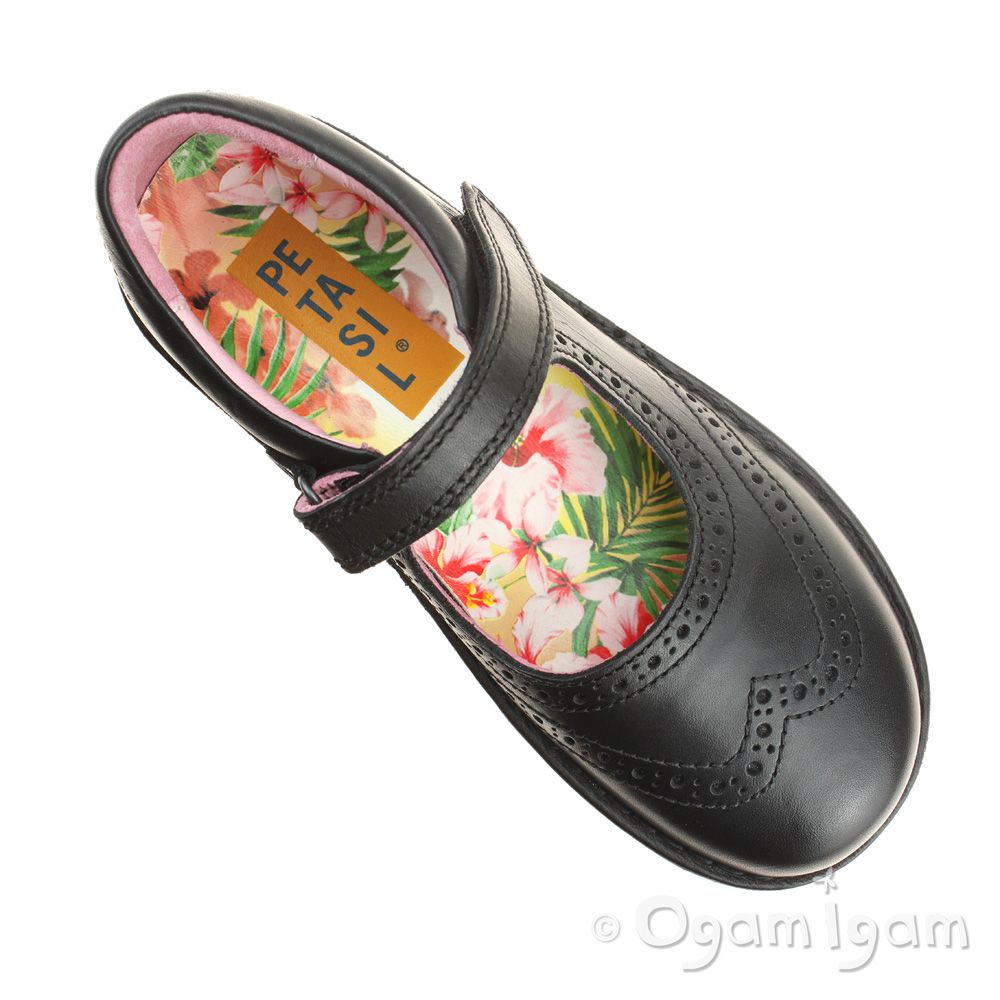Petasil Claret 2 Black Girls Black School Shoe