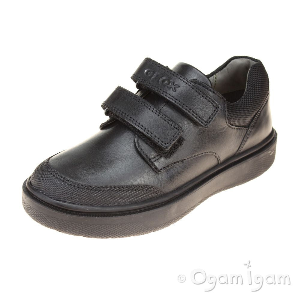 Geox Riddock Boys Black School Shoe
