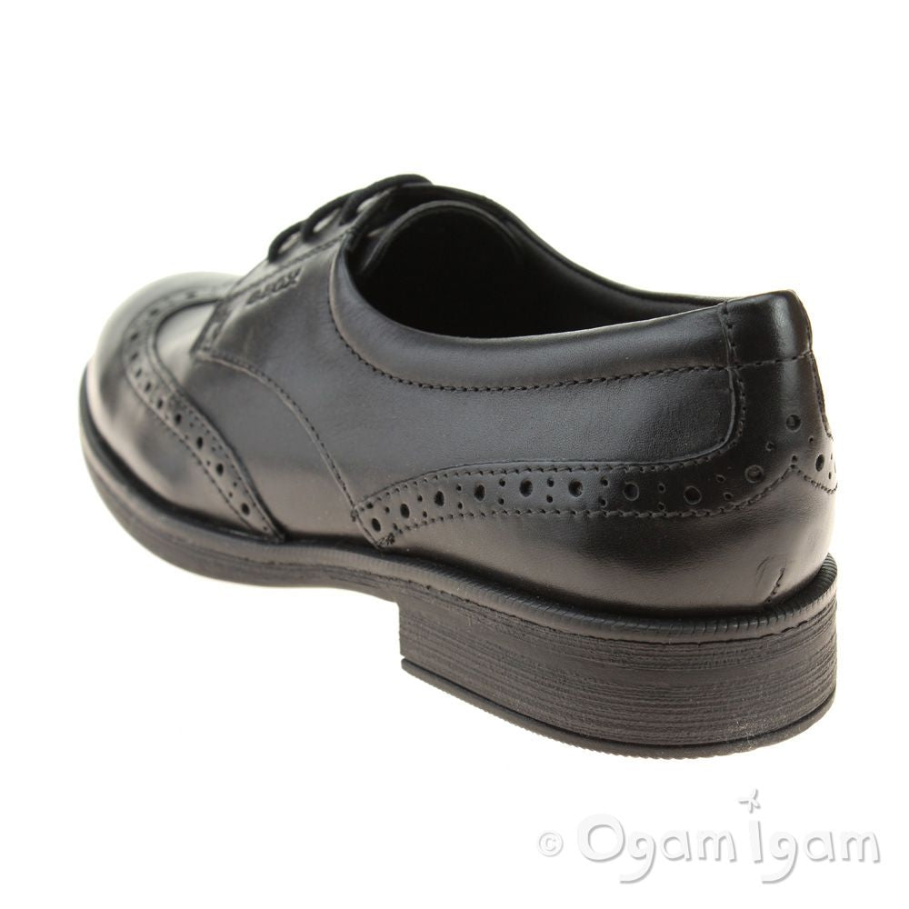 Geox Agata Brogue Girls Black School Shoe