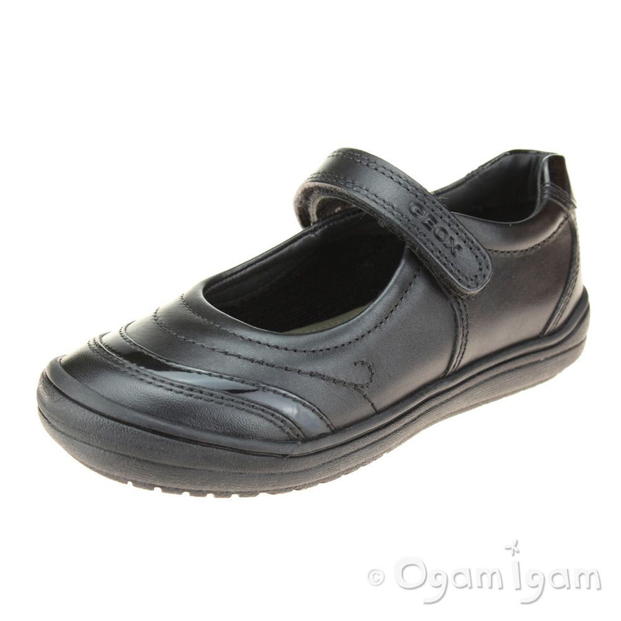 Geox Hadriel Girls Black School Shoe Ogam Igam