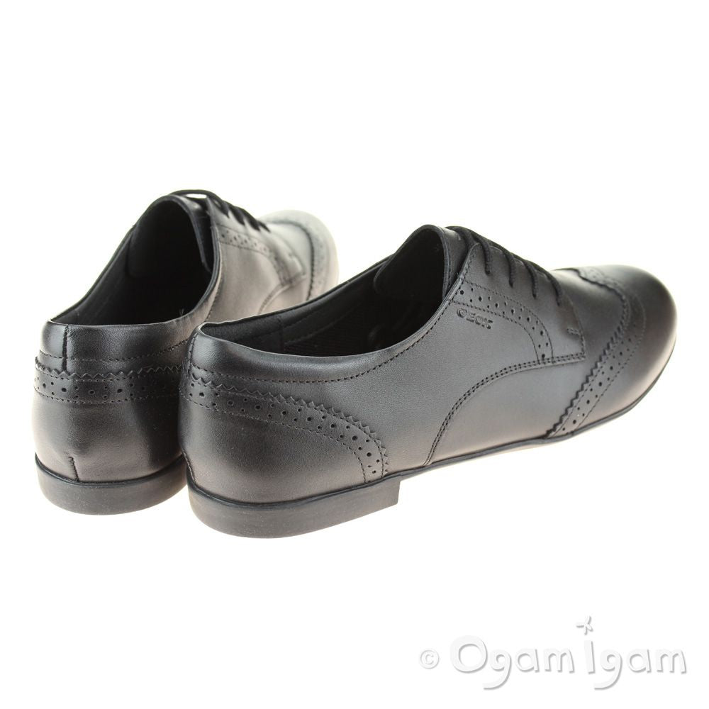 Geox Plie Girls Black Lace-up School Shoe