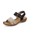 Rieker 608Z362 Womens Beige-Navy Buckle Sandal