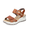 Rieker 6647424 Womens Tan Wedge Buckle Sandal