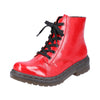 Rieker 7854033 Womens Red Patent Lace Ankle Boot