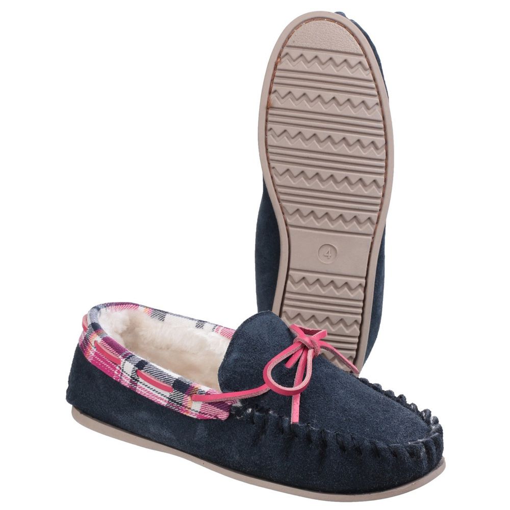 Cotswold Kilkenny Womens Navy Leather Slipper