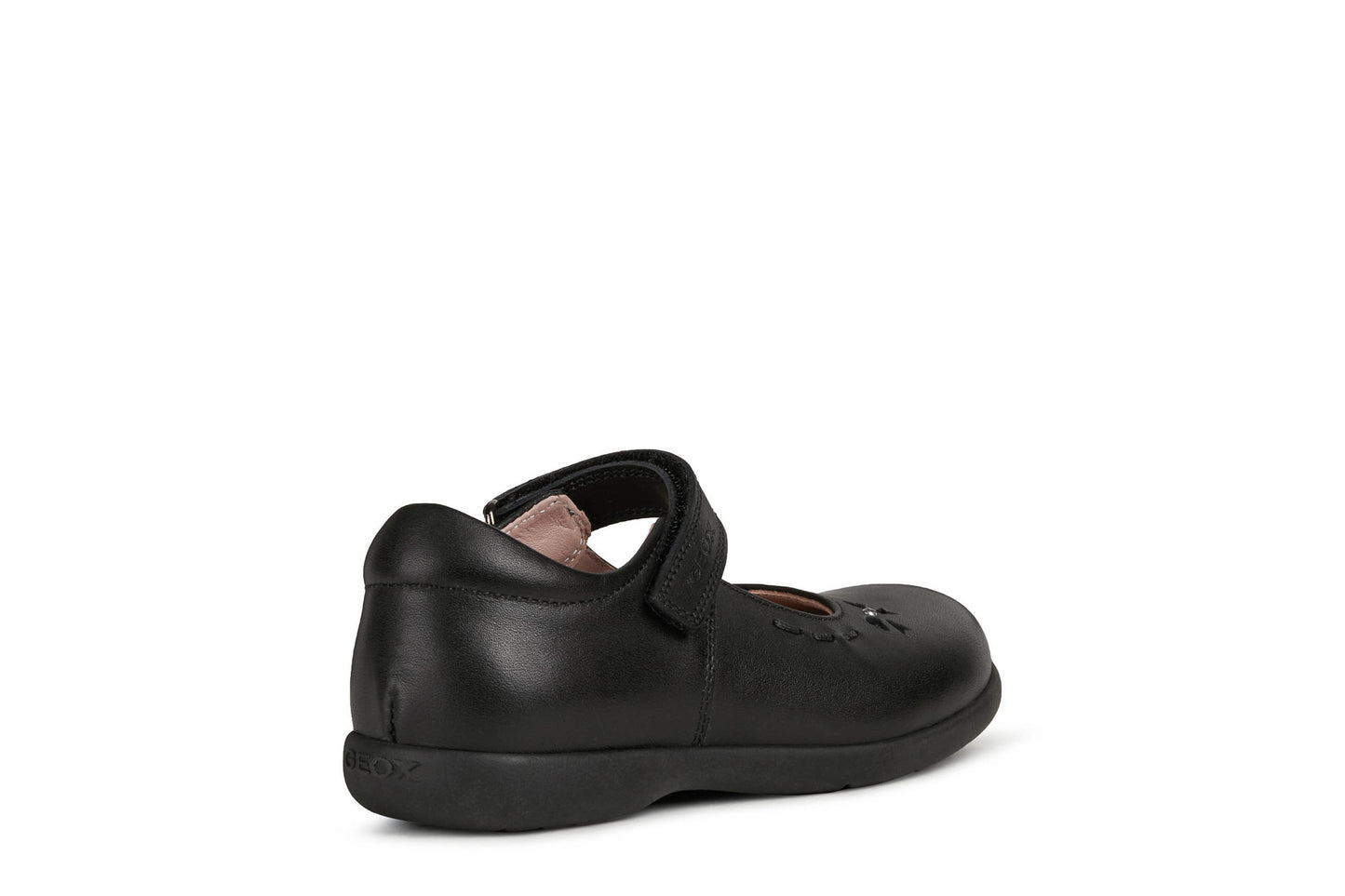 Geox Naimara Diamond Bow Girls Black School Shoe